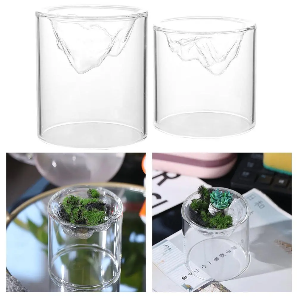 Home Decor Mountain Shaped Moss Glass Bottle Creative Durable Moss Vase Portable Moss Flower Vase Terrarium Bonsai