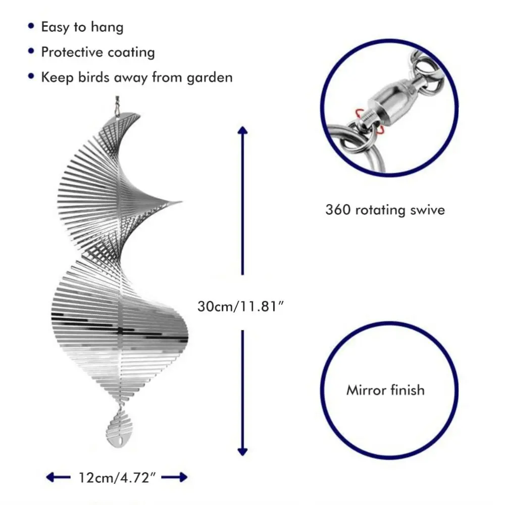 Metal Crafts Flip Spiral Living Room Hang Window Home Decor Helix Wind Spinner Pendant Wind Spinner Bell Wind Chimes
