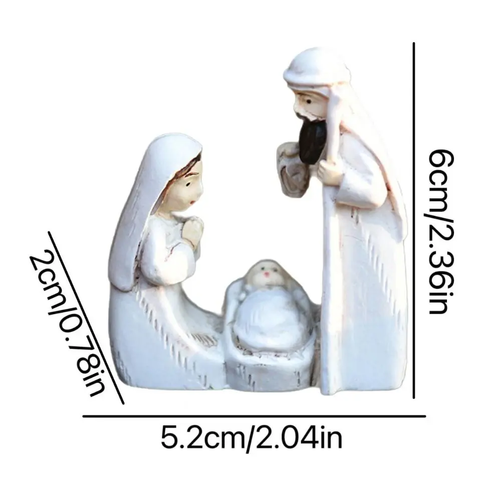 Elegant Cute Jesus Birth Sculpture Decorative Cartoon Christmas Manger Ornaments Sturdy Religious Resin Statue Accessories Gift