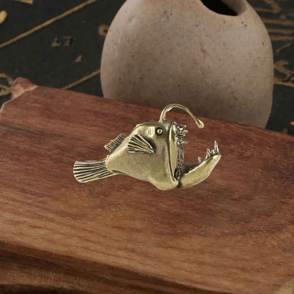 Funny Copper Crafts Ocean Fish Figurines Small Handmade Lantern Fish Ornaments Antique Brass Fish Ornaments Pet Tea