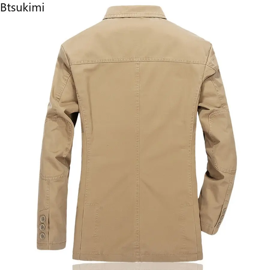 New 2025 Men's Blazer Jacket Casual Retro 100% Cotton Men Slim Suit Coats Elegant Fashionable Coats Men Blazers Large Size 5XL