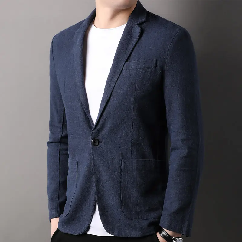 Spring and Summer New High Quality Men's Linen Suit Fashion Handsome Slim-fit All-in-one Trend Men's Coat 70% Ramie 30% Cotton