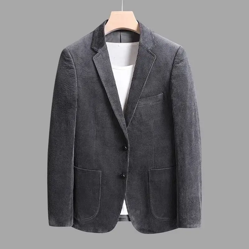 Fashion Autumn/Winter Thickened Corduroy Suit for Young Men Korean Version Slim Fashion Retro Casual Warm Jacket Men's Clothing