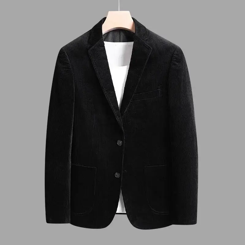 Fashion Autumn/Winter Thickened Corduroy Suit for Young Men Korean Version Slim Fashion Retro Casual Warm Jacket Men's Clothing