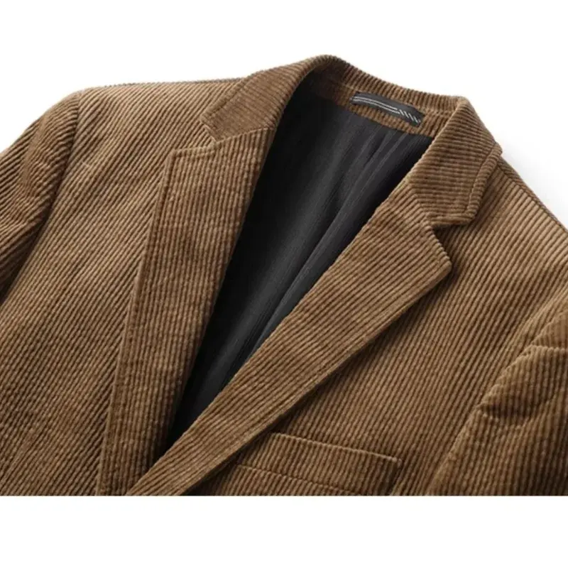 Fashion Autumn/Winter Thickened Corduroy Suit for Young Men Korean Version Slim Fashion Retro Casual Warm Jacket Men's Clothing