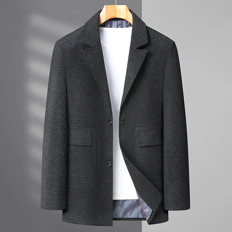 High Quality Men's plus Size Plaid Suit Jacket Stylish Handsome Casual Autumn Medium Long Boutique Fashion for Full Figured