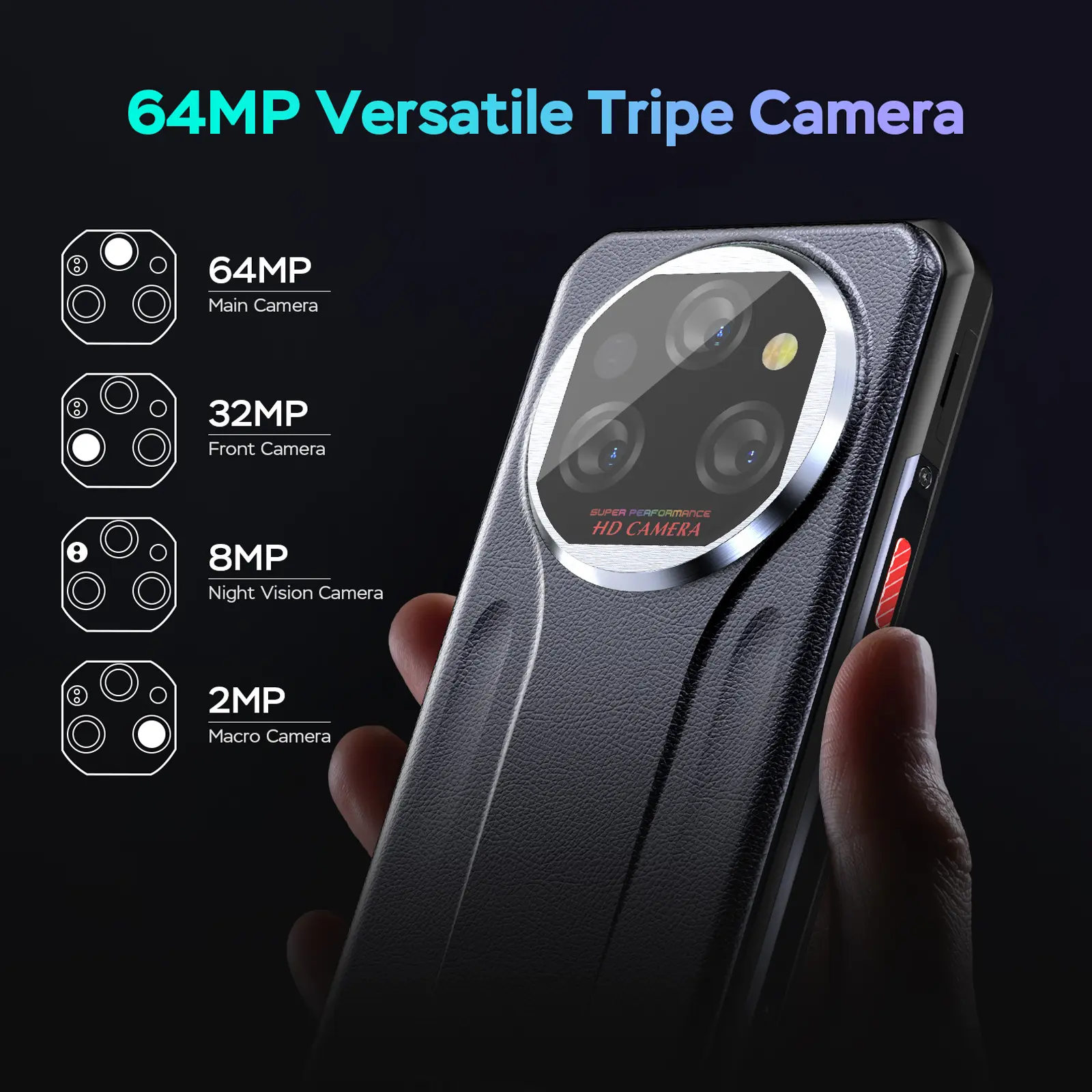 Global Version Oukitel WP39 Rugged 5G Smartphone Octa Core 24GB(6+18)+256GB 6.6Inch Android 14 Mobile Phone 64MP Camera 11000mAh