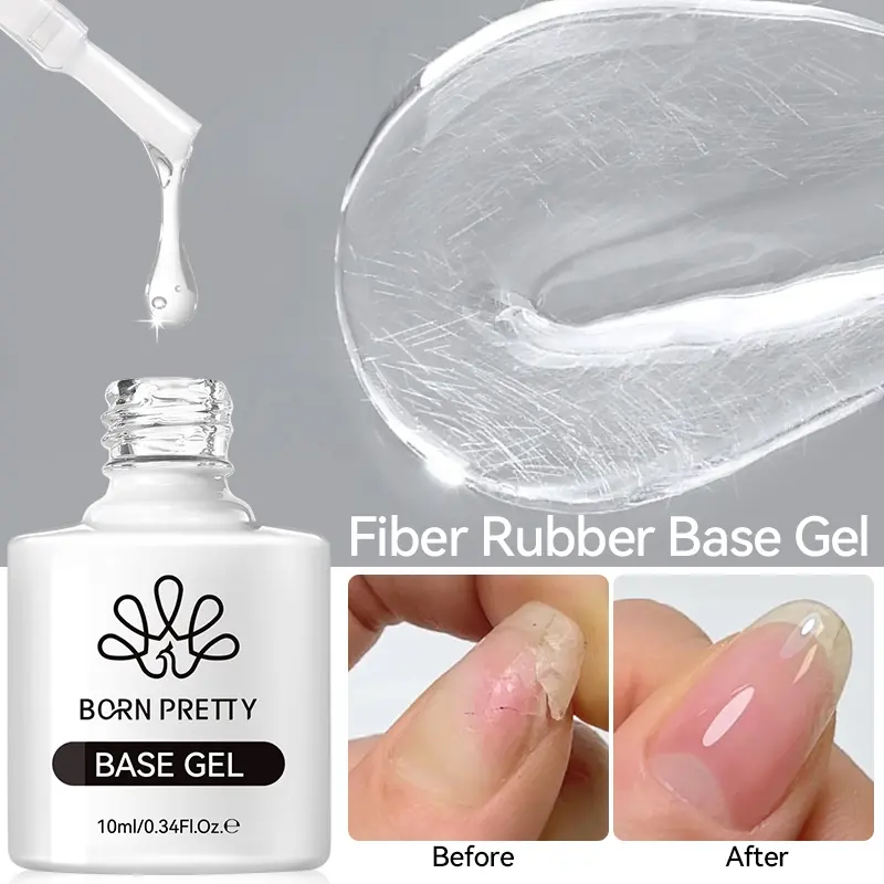 BORN PRETTY 10ml Fiber Rubber Base Gel For Broken Nail Repaired Fiberglass Clear Quick Building Soak Off UV Construction Gel