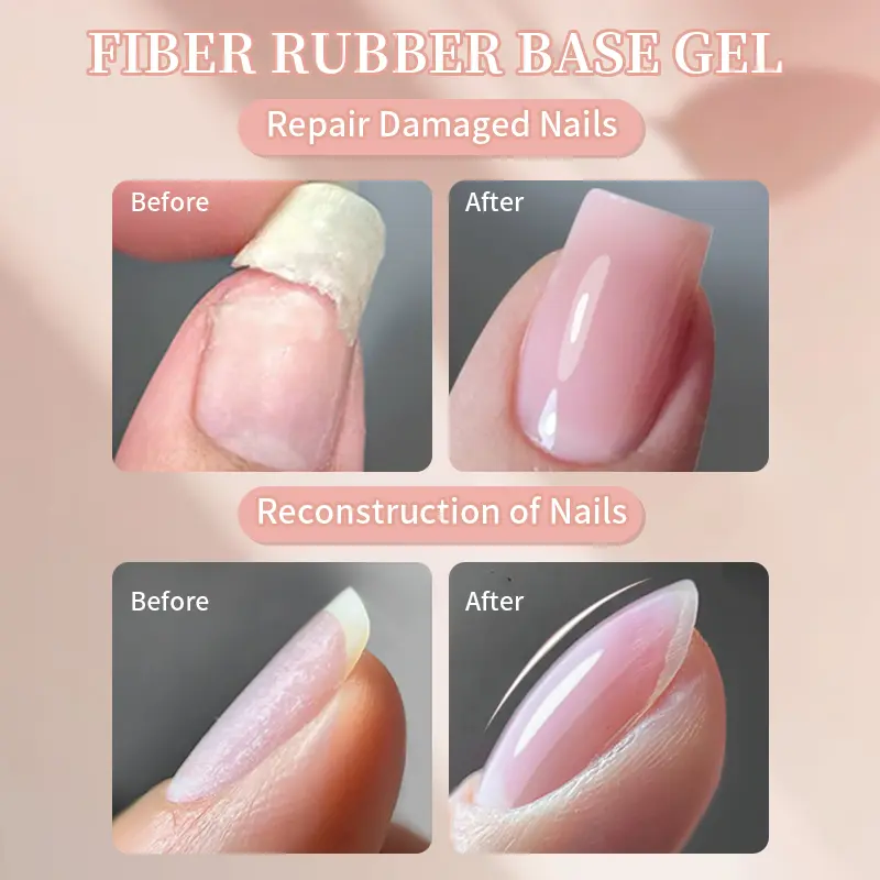 BORN PRETTY 10ml Fiber Rubber Base Gel For Broken Nail Repaired Fiberglass Clear Quick Building Soak Off UV Construction Gel