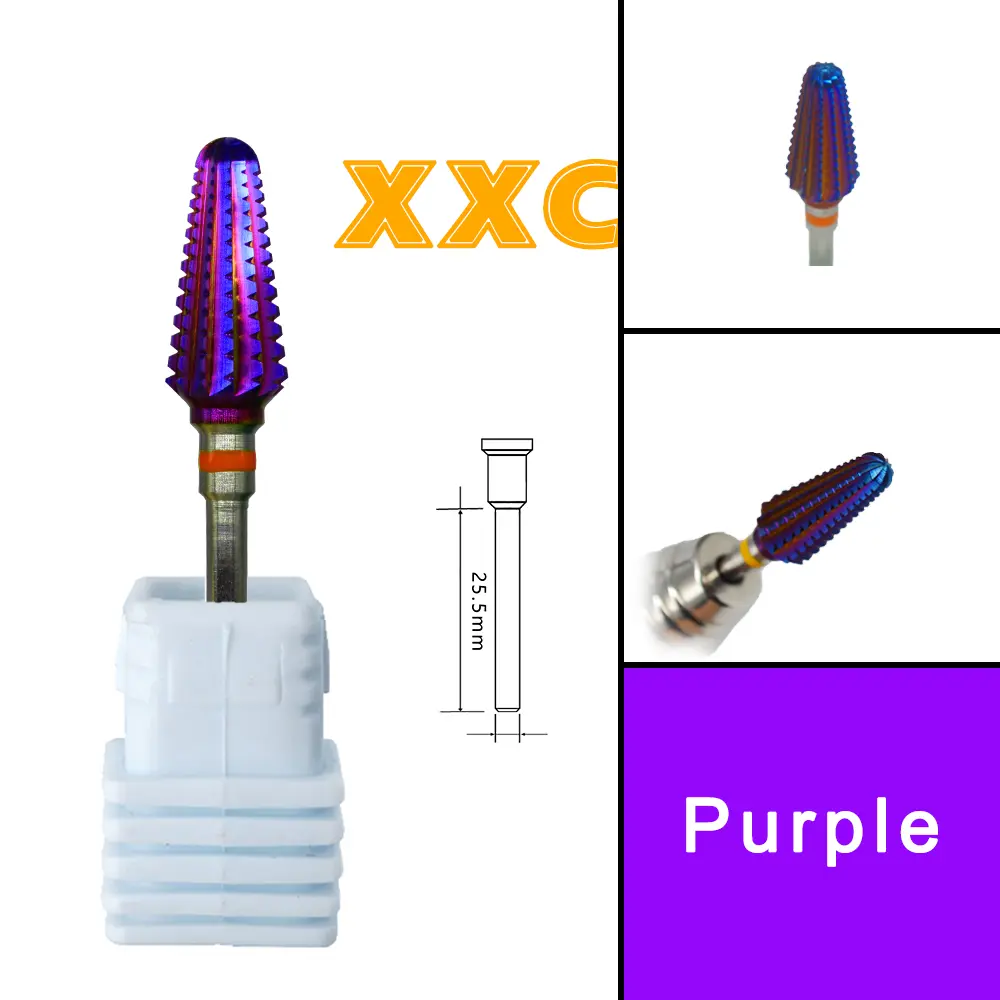 Tornado acrylic Dipping Carbide Purple Coating Nail Cutter Manicure Accessories Tools Nail filling Drill Bit