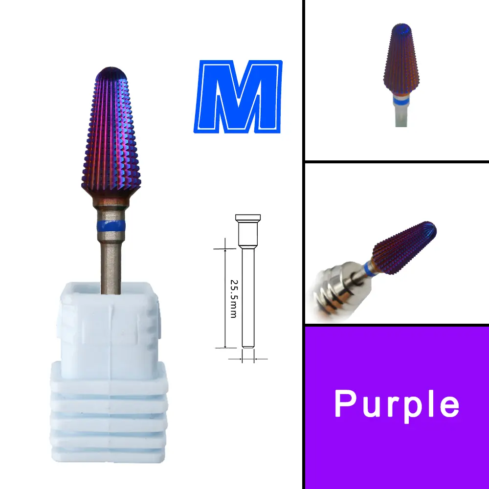 Tornado acrylic Dipping Carbide Purple Coating Nail Cutter Manicure Accessories Tools Nail filling Drill Bit