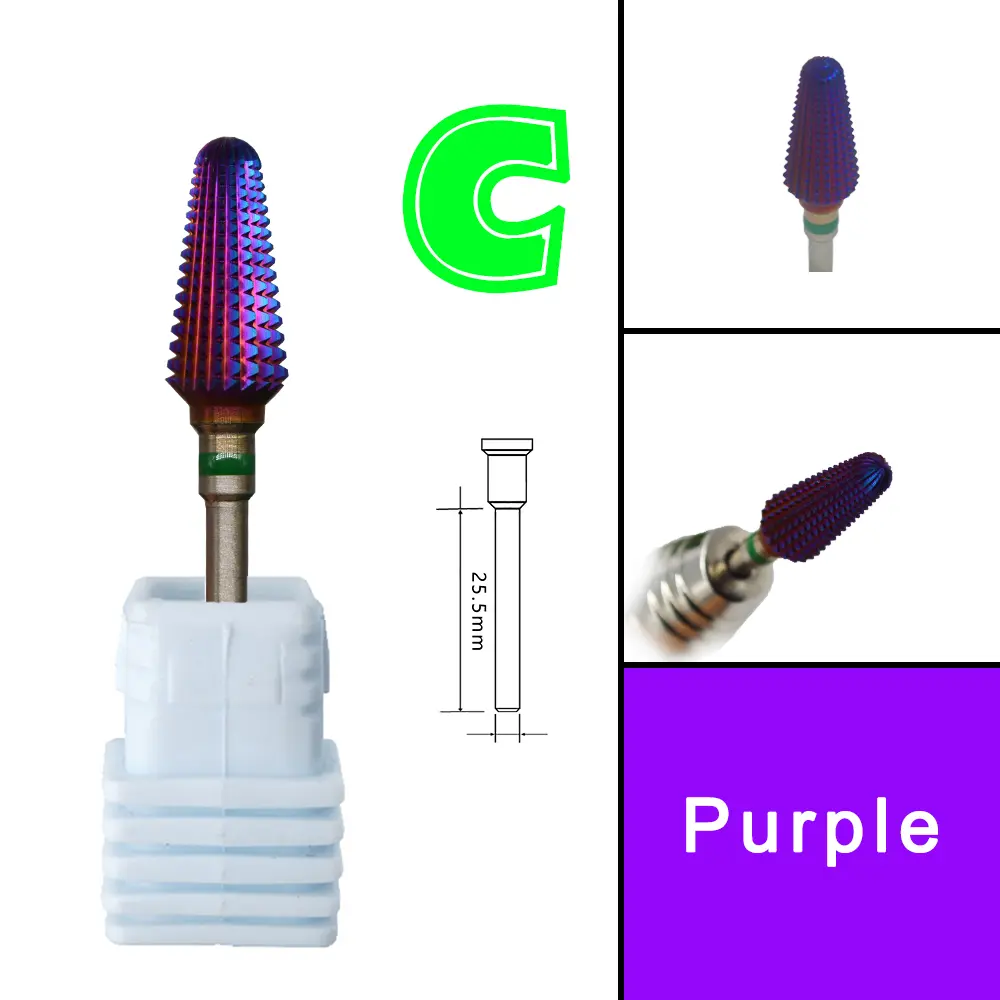Tornado acrylic Dipping Carbide Purple Coating Nail Cutter Manicure Accessories Tools Nail filling Drill Bit