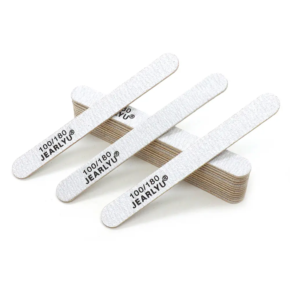 10pcs 13cm Wooden Nail Files 100/180 Grit Straight Double Sided Emery Boards Disposable Salon Use Portable Shaping Polishing