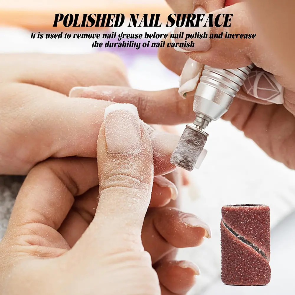 500 Pieces 80/120/180/240 Grit Nail Sanding Bands Professional Nail Manicure Great Fit for Nail Drill Bits for Acrylic Nails Set
