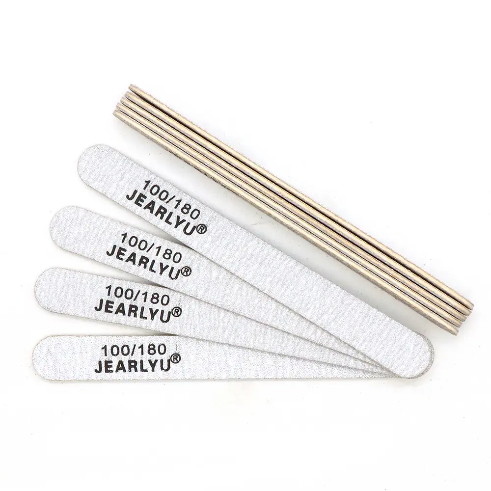 10pcs 13cm Wooden Nail Files 100/180 Grit Straight Double Sided Emery Boards Disposable Salon Use Portable Shaping Polishing