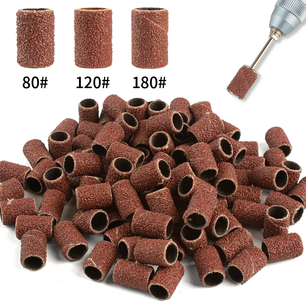 500 Pieces 80/120/180/240 Grit Nail Sanding Bands Professional Nail Manicure Great Fit for Nail Drill Bits for Acrylic Nails Set