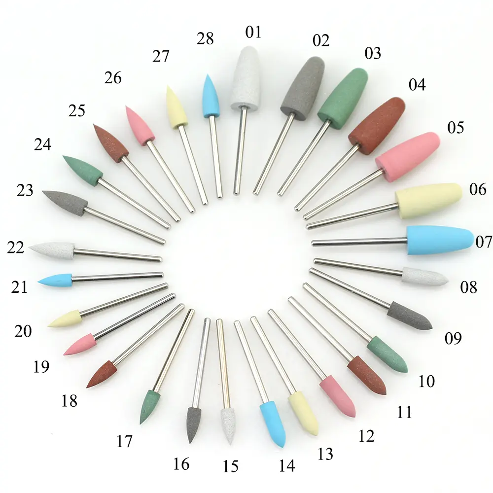 28 Types Rubber Silicone Nail Drill Bit Nail Buffer Rotary Burr Mills Cutter for Manicure Drill Accessories Foot Polishing Tools