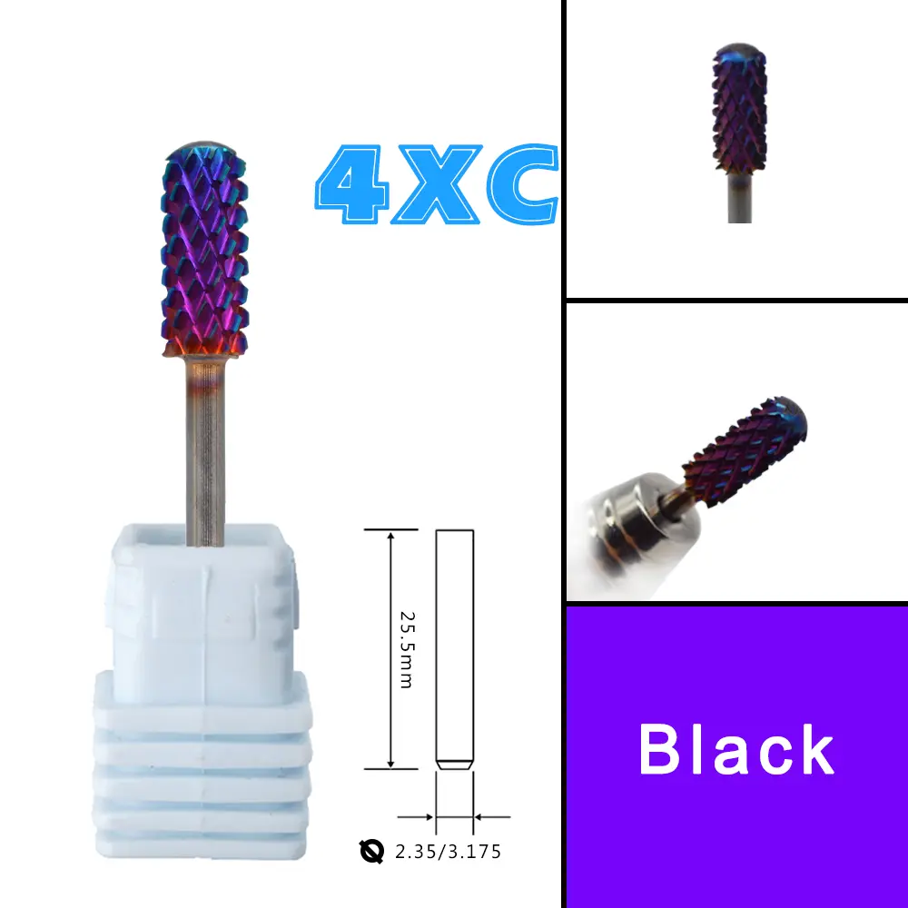 RolinStar 7Color 4XC 5.35 Small Round Top barrel Safety steel Carbide Manicure Nail drill bit File Accessories
