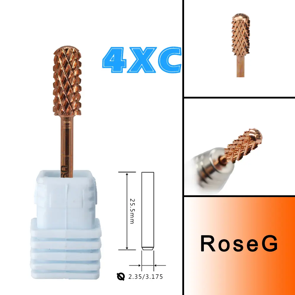 RolinStar 7Color 4XC 5.35 Small Round Top barrel Safety steel Carbide Manicure Nail drill bit File Accessories