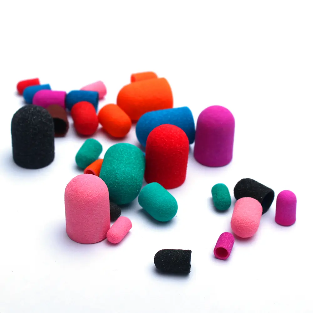 50pc/Set Nail Sanding Caps With Rubber Pedicure Polishing Sand Block Electric Pedicure Burr Foot Cuticle Tool Drill Accessories