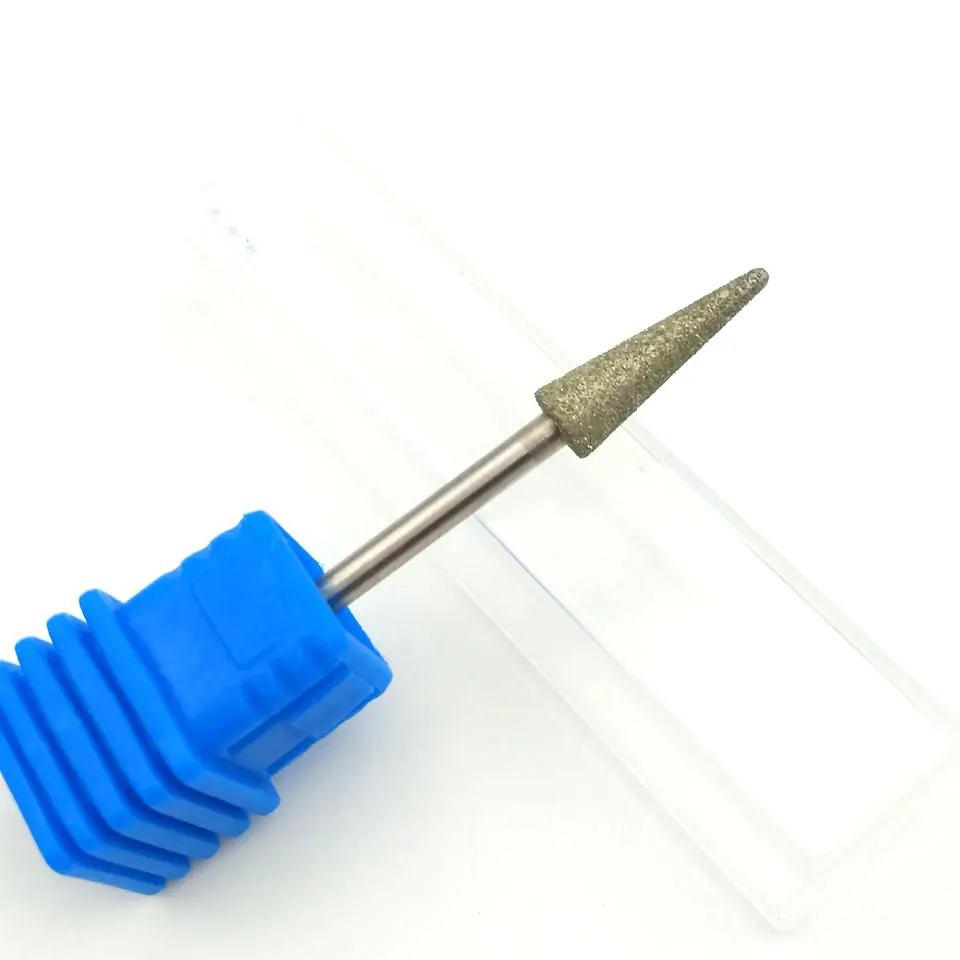 HYTOOS 4 Type Cone Diamond Nail Drill Bit 3/32" Rotary Burr Manicure Cutters Pedicure Drill Accessories Nail Beauty Tools