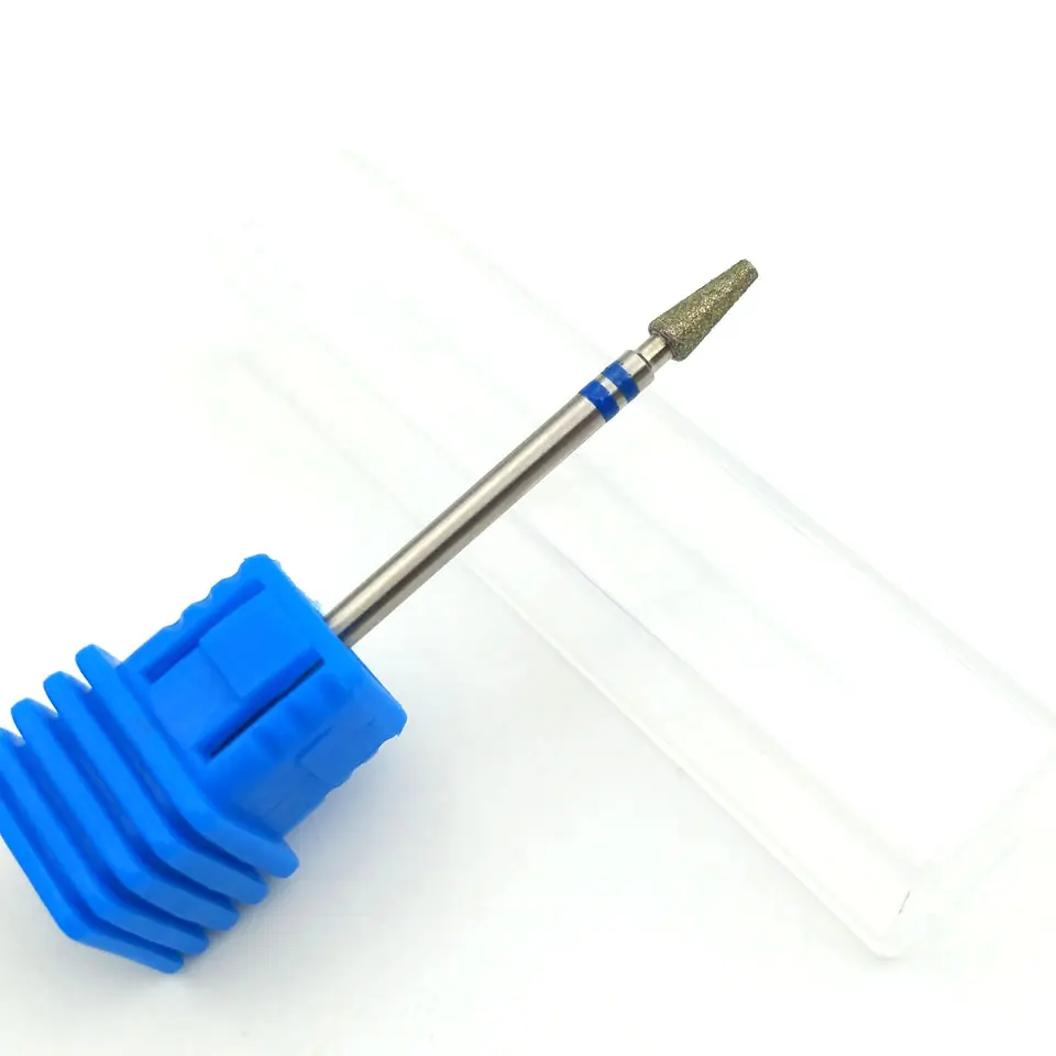 HYTOOS 4 Type Cone Diamond Nail Drill Bit 3/32" Rotary Burr Manicure Cutters Pedicure Drill Accessories Nail Beauty Tools