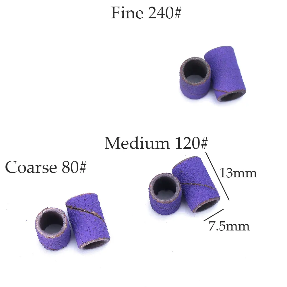 80/150/240 Grit Nail Sanding Bands Electric Nail Milling Cutter Drill Bits Nail Ratary Grinding Bit File Pedicure Tool Set