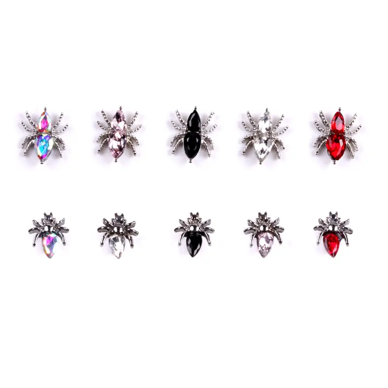 TSZS 10pcs/lot Halloween Spider Alloy Nails Charm Rhinestones Nail Accessories Professional Set Nail Ornament Parts Decoration