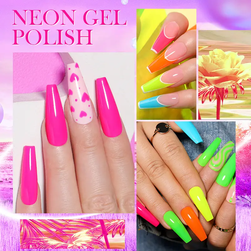 BORN PRETTY Neon Red Gel Nail Polish Yellow Green Summer Color Semi Permanent Varnish 10ml Soak Off UV LED Nail Art Manicure