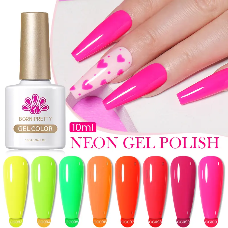 BORN PRETTY Neon Red Gel Nail Polish Yellow Green Summer Color Semi Permanent Varnish 10ml Soak Off UV LED Nail Art Manicure