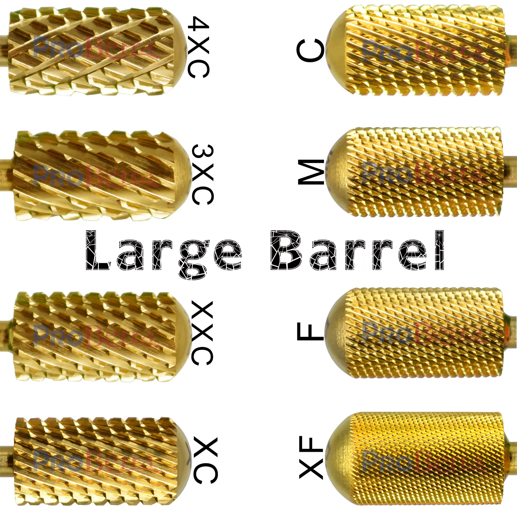 RolinStar 6.6 Large Barrel Round Smooth top Gold  Milling Cutter Nail File Tool drill bit Accessories