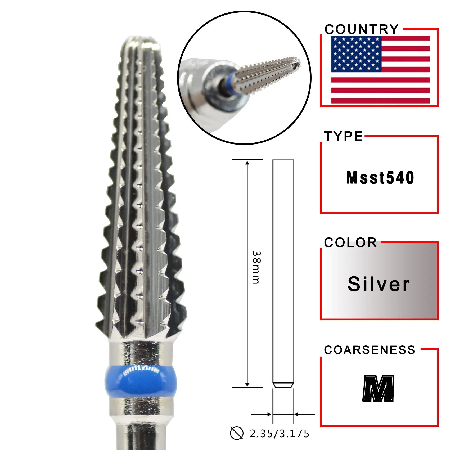 RolinStar Right Hand promotion type Carbide barrel stable shank  Accessories Cutter pedicure nail milling drill bits