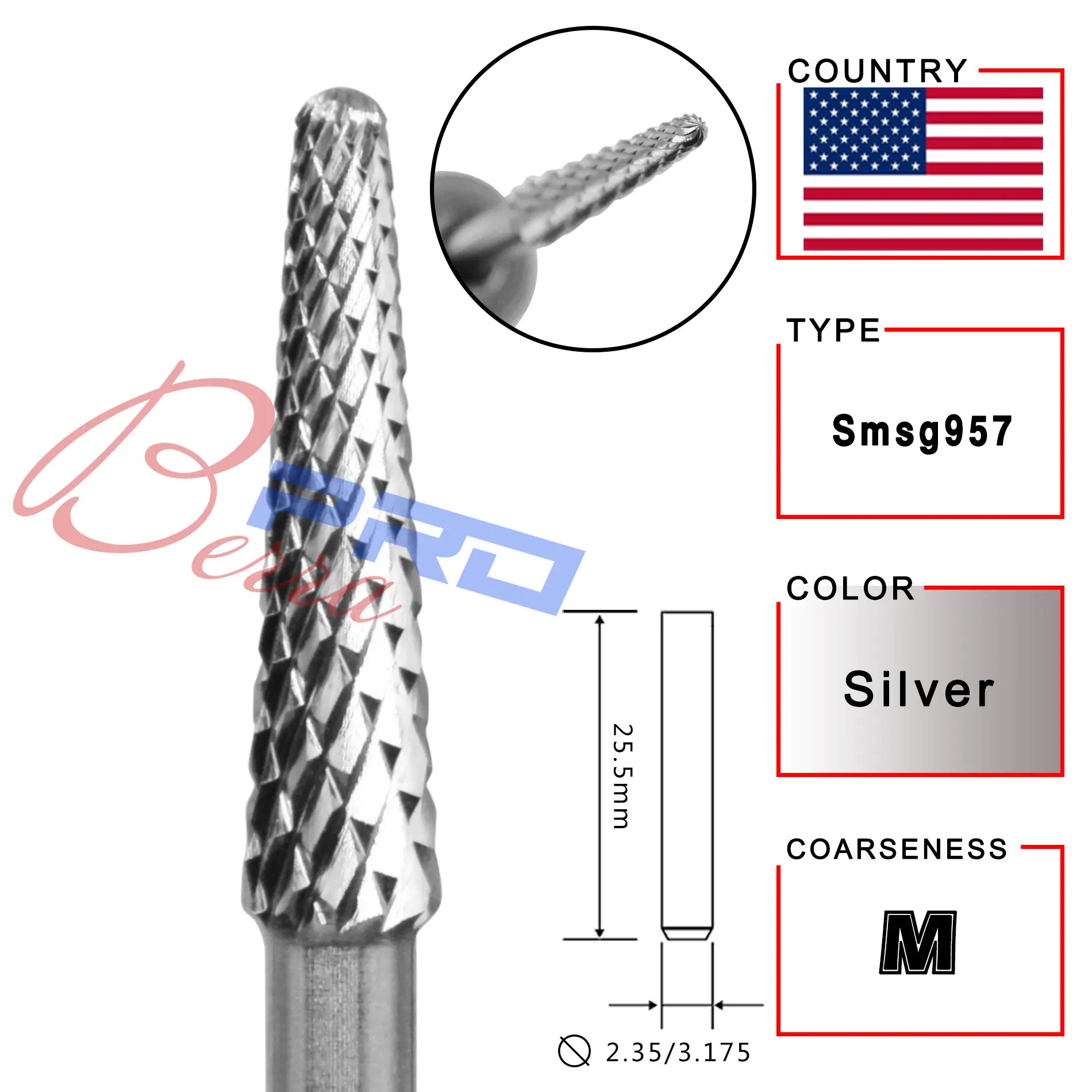 RolinStar Right Hand promotion type Carbide barrel stable shank  Accessories Cutter pedicure nail milling drill bits