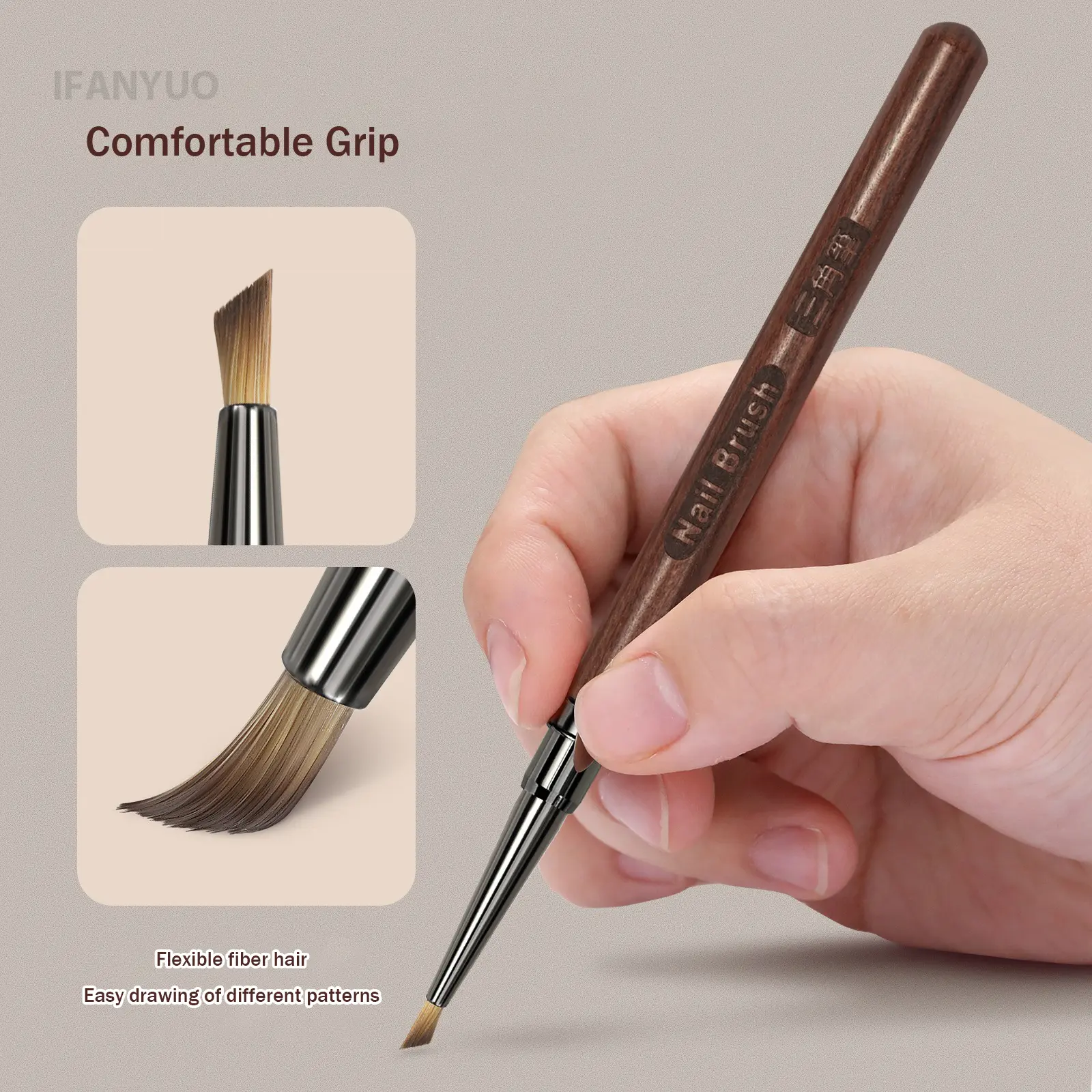 Triangular Nail Art Brush Round Wood Handle Acrylic Nail Art Liner Brush Petal Flower Butterfly Stripe Grid Painting Drawing Pen