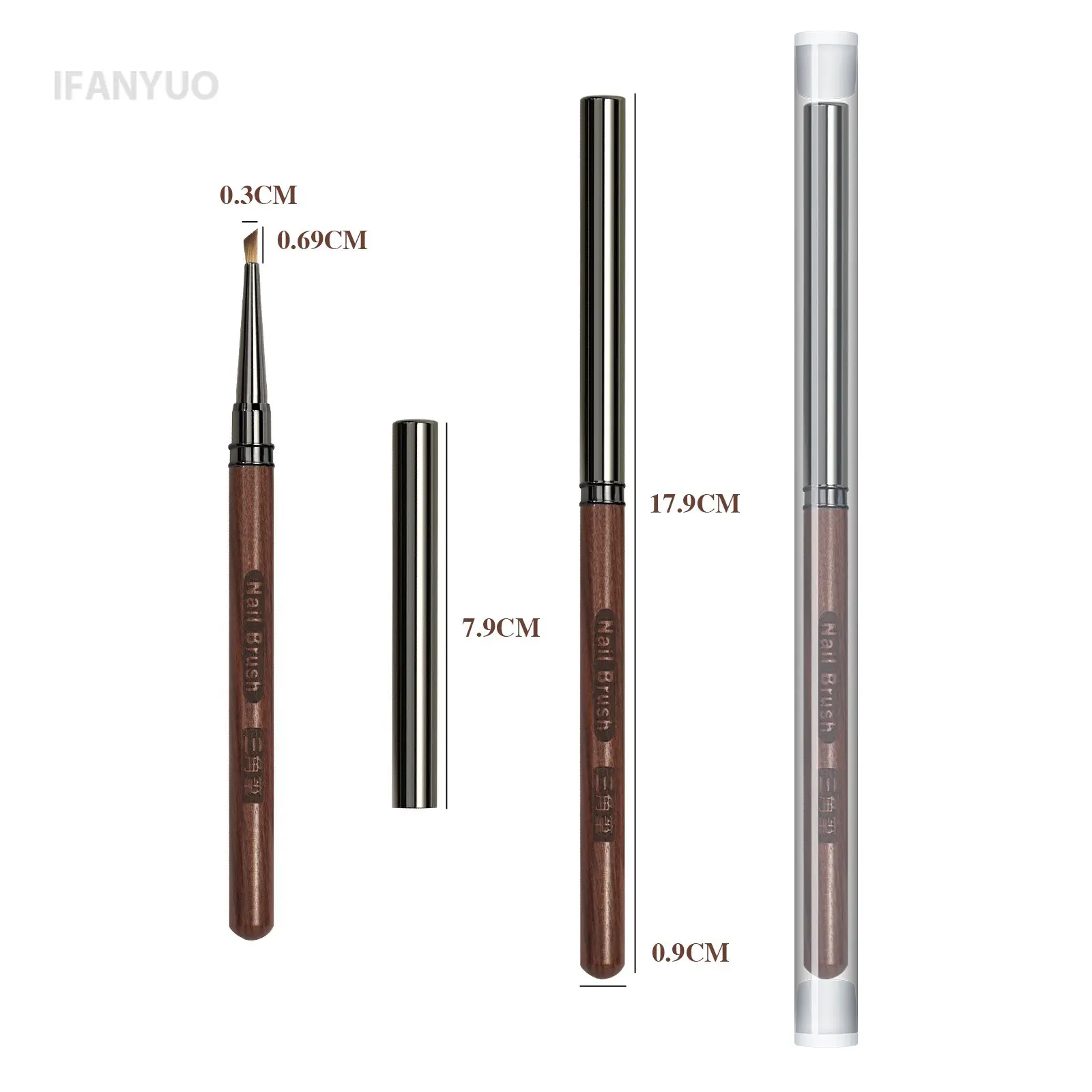 Triangular Nail Art Brush Round Wood Handle Acrylic Nail Art Liner Brush Petal Flower Butterfly Stripe Grid Painting Drawing Pen