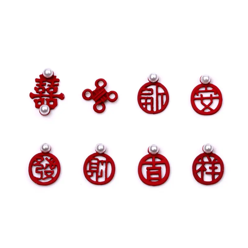 TSZS 10pcs/lot 3D Chinese New Year Tradition Chinese Knot Nail Art Decorations Red Alloy Nail Jewelry Accessories