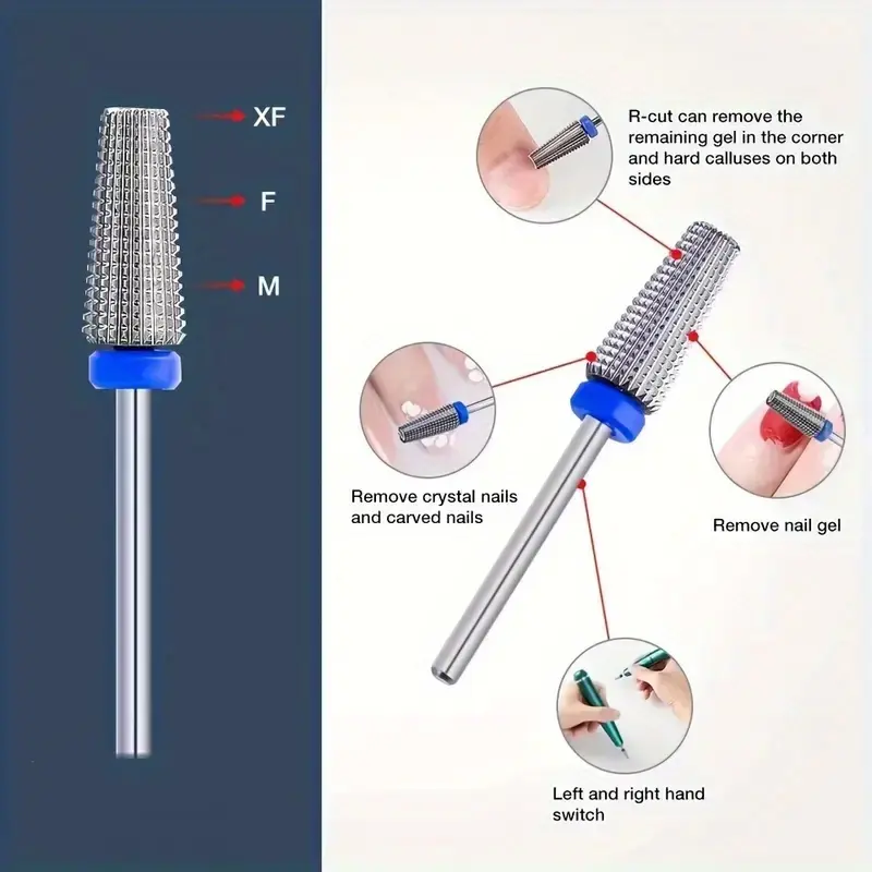 1/5Pcs 5 in 1 Ceramic Nail Drill Bit For Electric Drill Machine 3/32" Shank Milling Cutter Fast remove Acrylic or Hard Gel