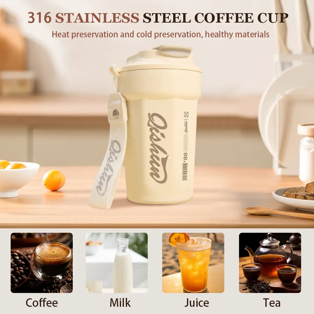450ml Insulated Water Bottle Stainless Steel Thermal Coffee Mug Vacuum Water Bottle Sports Water Bottle for Camping Hiking