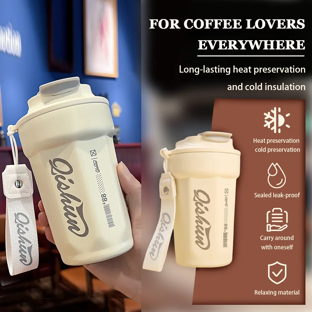 450ml Insulated Water Bottle Stainless Steel Thermal Coffee Mug Vacuum Water Bottle Sports Water Bottle for Camping Hiking