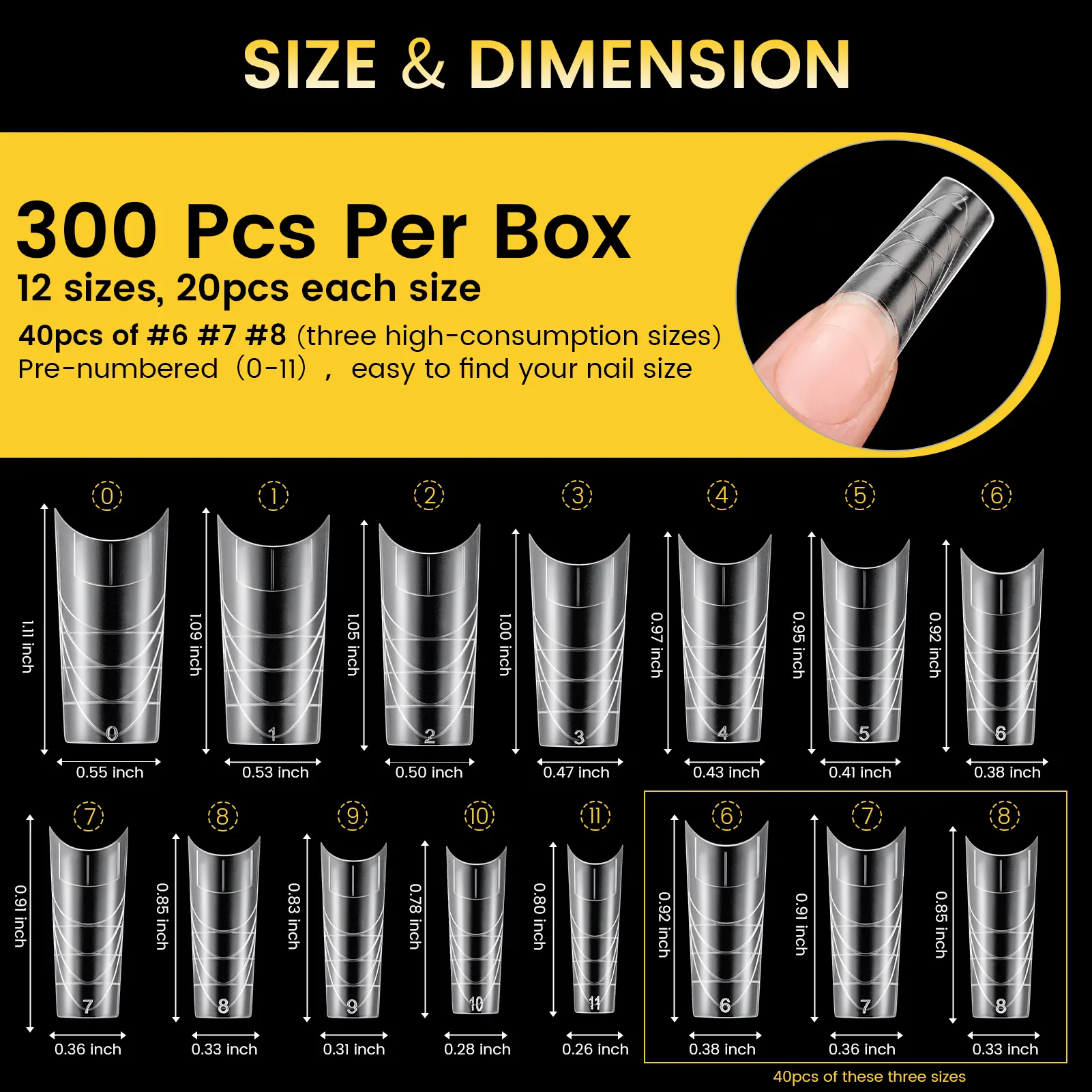 300PCS Auxiliary Lines Straight Soft Gel Nail Tips Half Cover Soak Off Easy Nail Extensions False Nails Artificial Nail Art