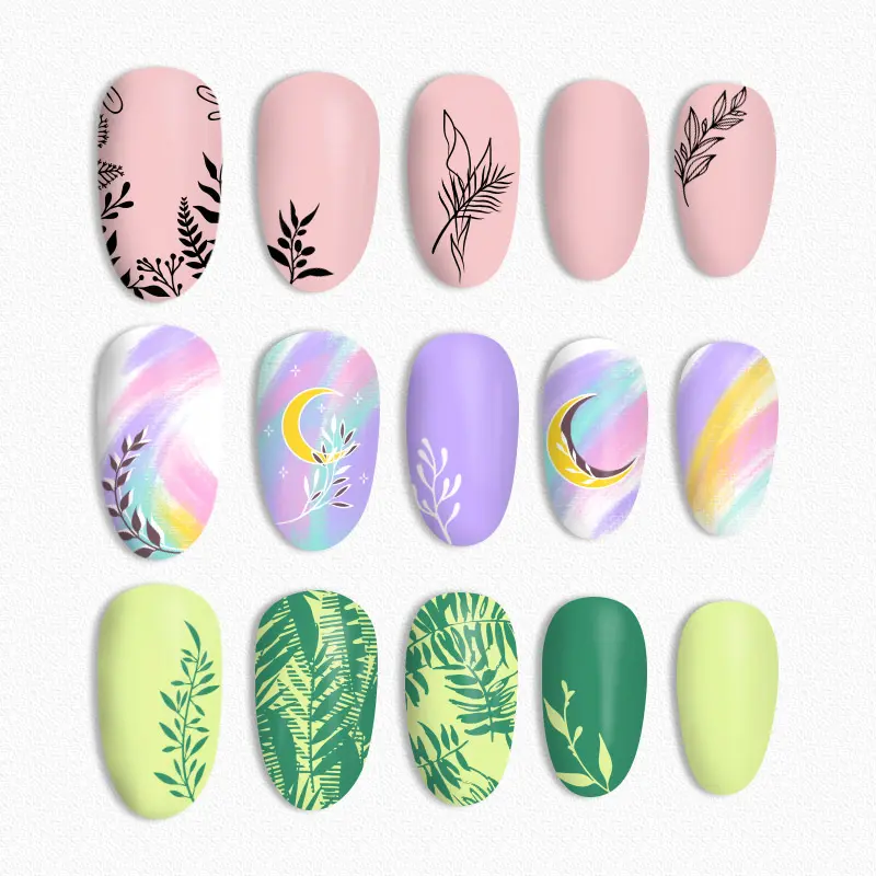 BORN PRETTY Nature Leaves Plants Design Image Template Nail Stamping Plates Stainless Steel Nail Decoration Plate
