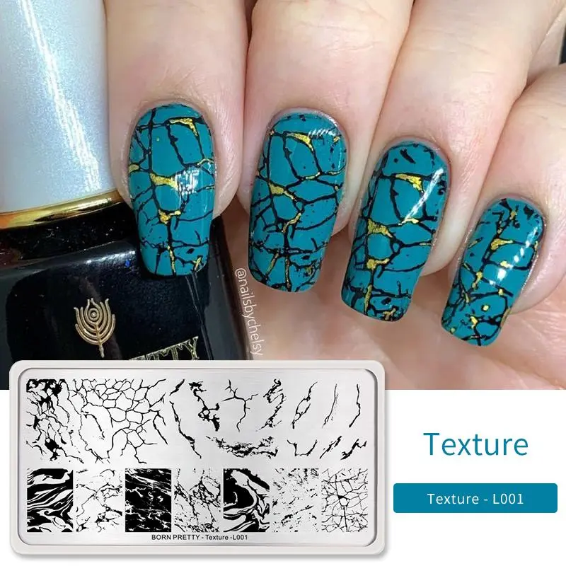 BORN PRETTY Rectangle Nail Stamping Plates Marble Texture Ink Stainless Steel Template Nail Art Image Texture  DIY Plate Tools
