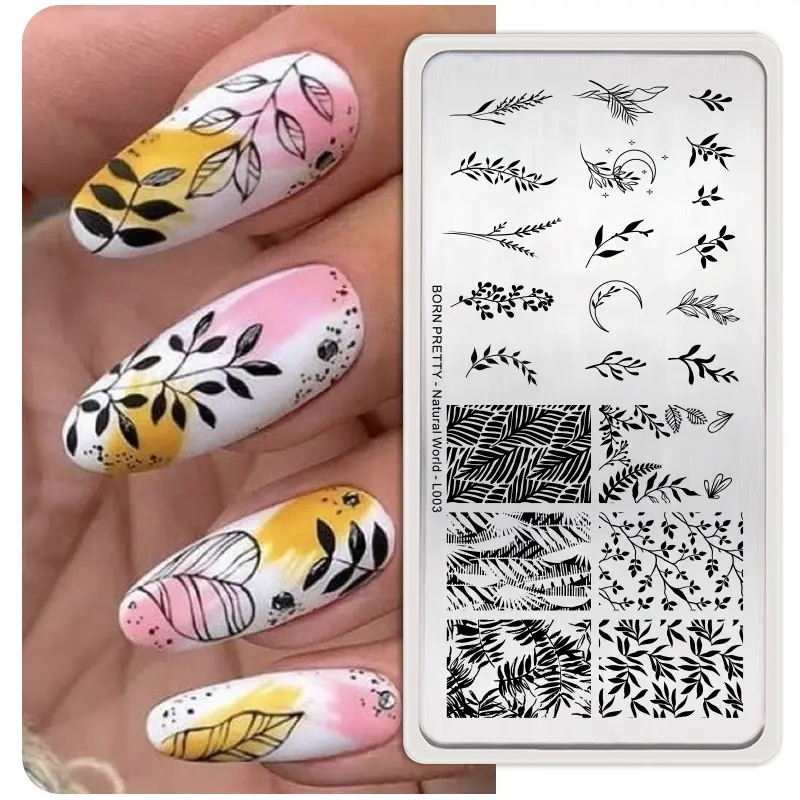 BORN PRETTY Geometry Nail Stamping Plates Marble Texture Lines Animal Printing Stencil Nail Stamp Templates Nail Art Tools