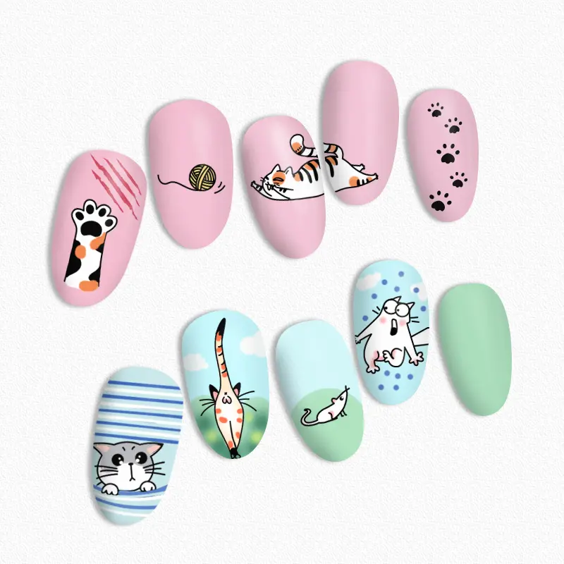 BORN PRETTY Rectangle Nail Stamping Plates Cute Cats Stainless Steel Template Nail Art Image Stencil Animal DIY Plate Tools