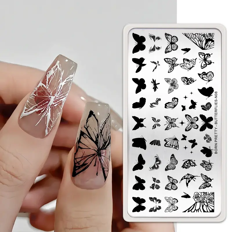 BORN PRETTY Bridal Lace Nail Art Templates Butterfly Flower Leaves Geometry Stamping Plates DIY Image Printing Stencil Tools