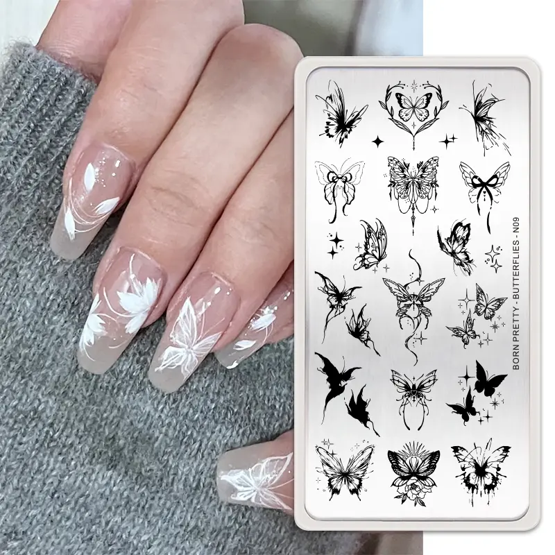 BORN PRETTY CHURCH WINDOW Nail Stamping Plates Daisy Floral Butterfly French DIY Nail Design Image Stamp Template Stencil Tools