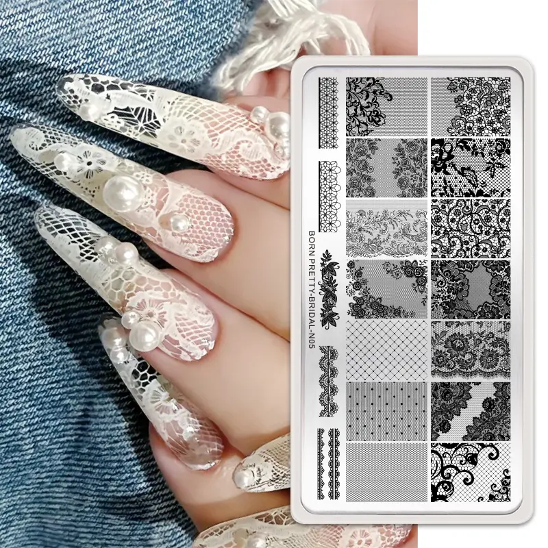 BORN PRETTY CHURCH WINDOW Nail Stamping Plates Daisy Floral Butterfly French DIY Nail Design Image Stamp Template Stencil Tools