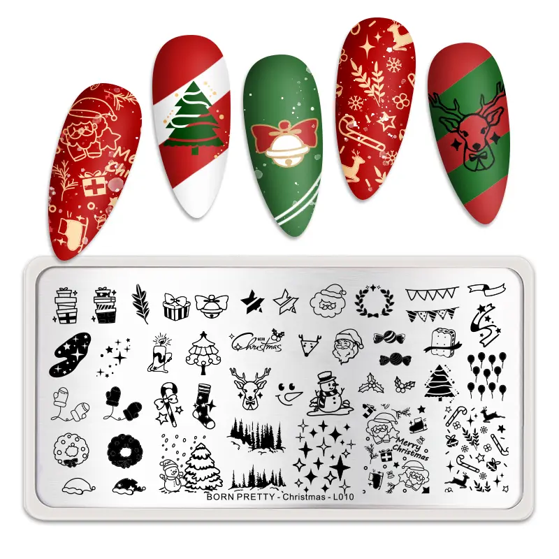 BORN PRETTY Snake Pattern Stamping Plates For Nails Stainless Steel Rectangle Nail Art Template Christmas Artist  Animal-L009