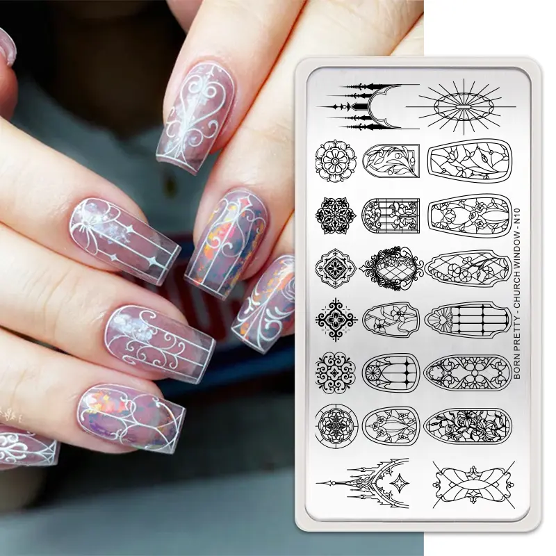 BORN PRETTY Nail Stamping Plates Snake Geometry Leaves Flowers Design Printing Plates Nails Art Transfer Stencil Stamp Tools