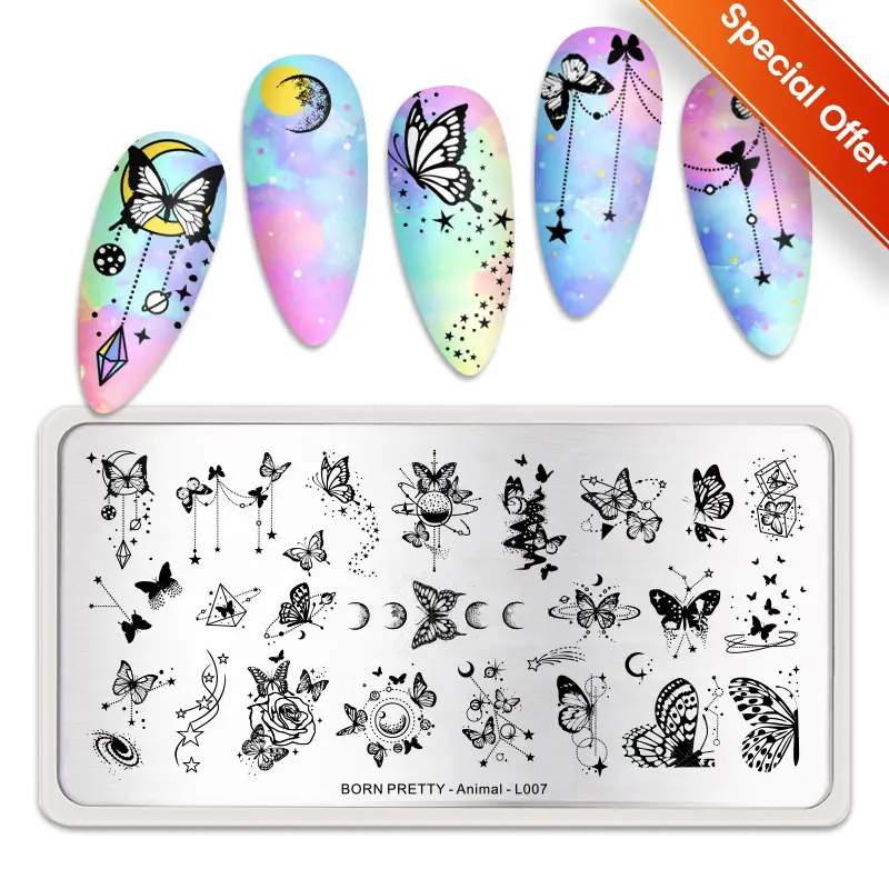 BORN PRETTY Stamping Temeplates Nail Art Stamping Plates Butterfly Flower Leaves Theme Nail Image Plates DIY Printing Tool